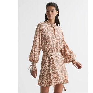 Reiss Teya Animal Print Belted Mini Dress NWT
